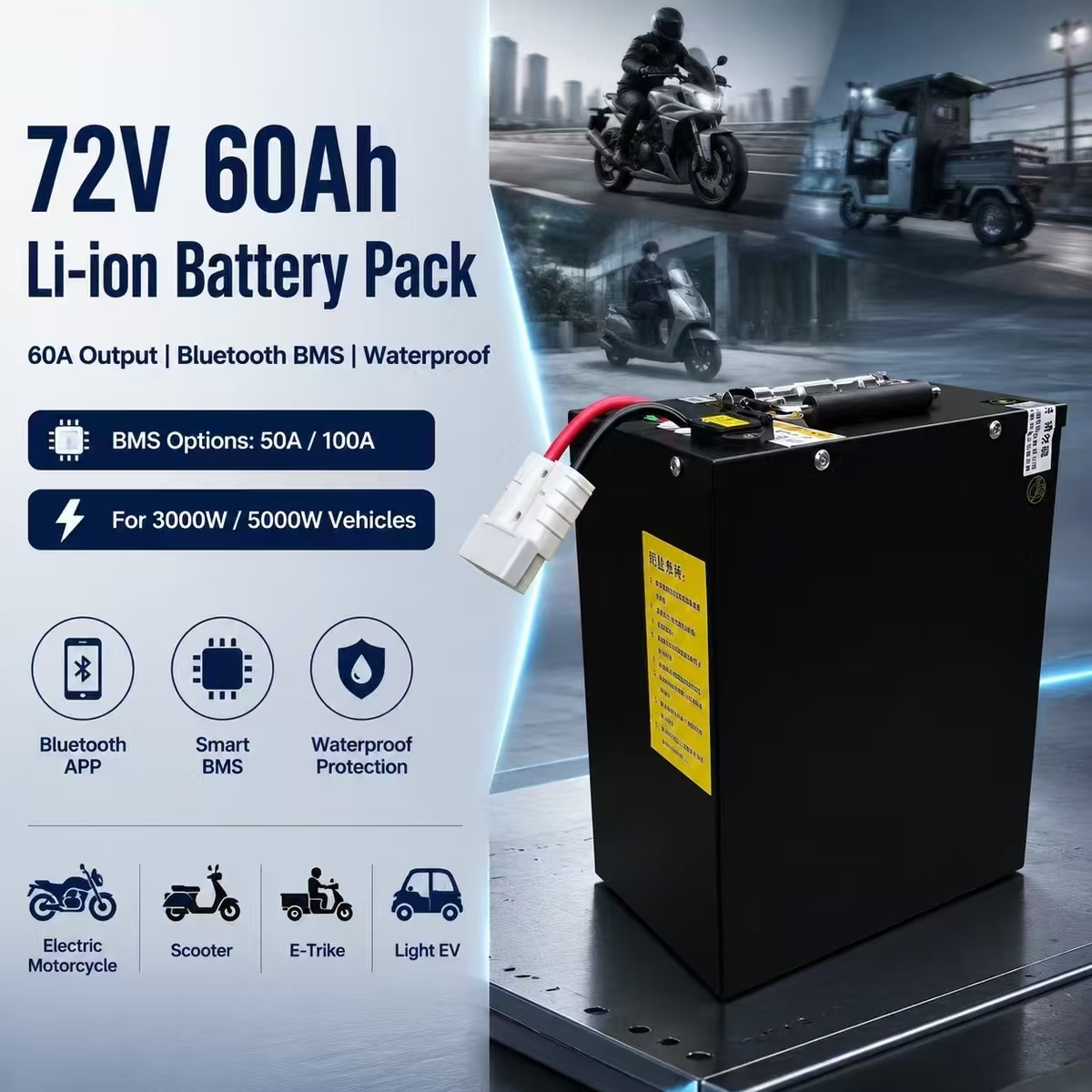 Akumulator litowo-jonowy polim – 72V 60Ah Lifepo4 Battery Pack recenzja i cena